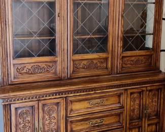 Vintage Wood 2 Piece China Cabinet