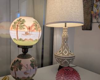 Fenton, Hurricane Lamps, & MCM