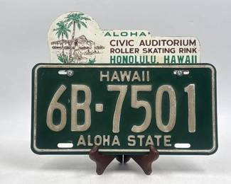 vintage hawaii license plate  topper