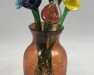 murano style glass flowers  vase