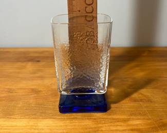 H99 - $20. Bormiol: Rocco Cobalt Blue square Liqueur glasses set of 5. 