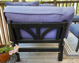 H8 - $150. Outdoor Convertible Loveseat/Day Bed. Measures 60 W by 33 D by 34 T. Used on a screened in porch and does have some sun fading but otherwise very good condition!