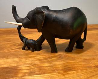 H87 - $15. Carved Elephant and baby. 