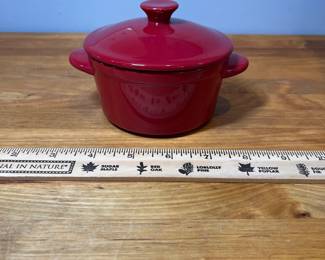 H79 - $25. Denmark Tools for cooks Red crocks. Set of 8. 4" Diameter, 8 oz. 