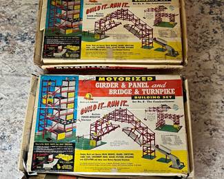 H44 - $65 for both sets. Motorized Girder and Panel/Bridge/Turnpike building set. Mixed and divided between both boxes. 1960’s Kenner’s game. 