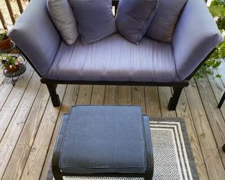 H8 - $150. Outdoor Convertible Loveseat/Day Bed. Measures 60 W by 33 D by 34 T. Used on a screened in porch and does have some sun fading but otherwise very good condition!