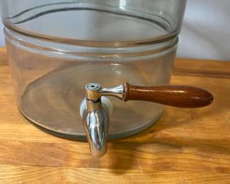 H78 - $65. Large VTG Liberty glass drink Dispenser 2.5 Gallon with stand. Measures 8" D x 15.5" T 