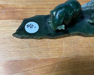 H53 - $40. Genuine Jade Bear and cub. 