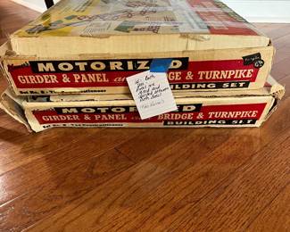 H44 - $65 for both sets. Motorized Girder and Panel/Bridge/Turnpike building set. Mixed and divided between both boxes. 1960’s Kenner’s game. 