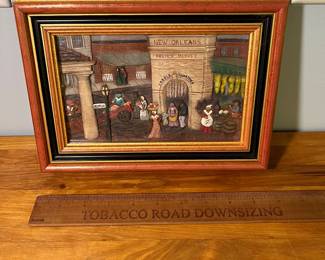 H97 - $25. VTG French Market Woodgraph, New Orleans Hand Painted by M Duryea.  