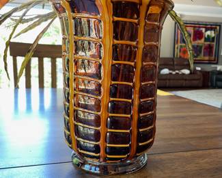H107 - $100. Murano(?) Fratelli Toso Style. Bubble Window Vase. Measures 10.25" tall. Excellent Condition. 