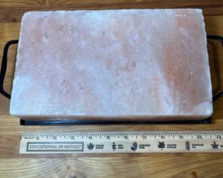 H75 - $20. Salt block and cookbook. Measures 10" x 6" x  2" tall. 