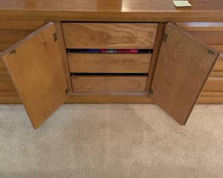 H5 - $225. Thomasville Dresser and Mirror. Measures 74 W x 18 D x 76.5 T. Excellent condition!