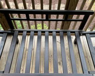 H8 - $150. Outdoor Convertible Loveseat/Day Bed. Measures 60 W by 33 D by 34 T. Used on a screened in porch and does have some sun fading but otherwise very good condition!