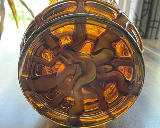 H107 - $100. Murano(?) Fratelli Toso Style. Bubble Window Vase. Measures 10.25" tall. Excellent Condition. 