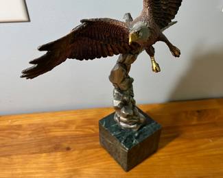 H54 - $200. Eagle Statue,  made in the USA. Legends, limited edition. On the back it is stamped K. Cantrell. "Spiral Flight" USA. 1993 Legend. Measures 12” Tall