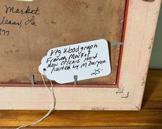 H97 - $25. VTG French Market Woodgraph, New Orleans Hand Painted by M Duryea.  