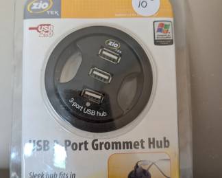 H64 - $10. Zio Tek USB 3-Port USB Grommet Hub