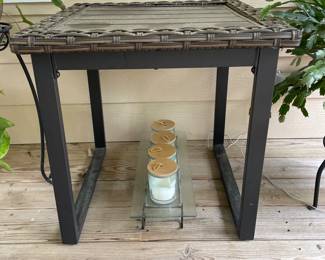 H105 - $45. Pair of Outdoor side tables. Measures 22" square x 22.25" T