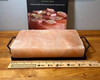 H75 - $20. Salt block and cookbook. Measures 10" x 6" x  2" tall. 