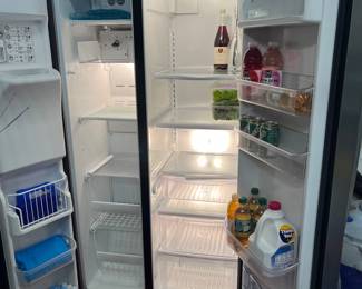 H28 - $150. Frigidaire Refrigerator. Model # MRT18TRFW3. Measures 36 W by 29.75 D by 69 T. Has been used in the garage so we're unable to test water/ice. 