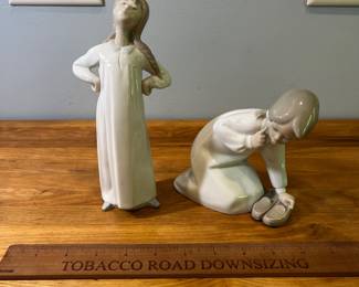 H85 - $25. Lladro #4872 Girl in Nightgown and #1014523 Girl w/ Slippers set. 