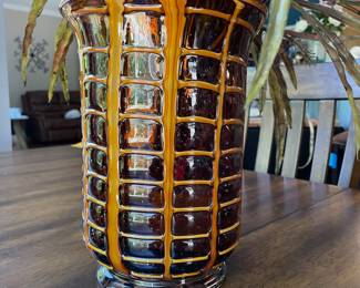 H107 - $100. Murano(?) Fratelli Toso Style. Bubble Window Vase. Measures 10.25" tall. Excellent Condition. 