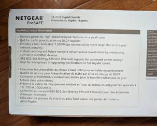 H59 - $40. Netgear ProSafe 16-Port Gigabit Switch.  New in box - sealed. 