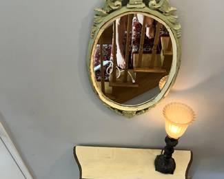 Entry way table, vintage mirror