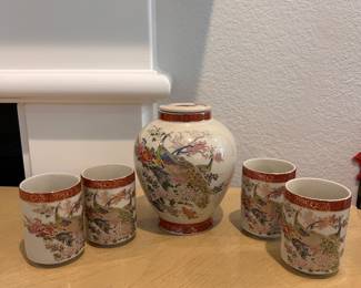 Satsuma Vase and Cup Set