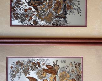 Etching of Sterling Silver on Copper Inlaid with 24 karat Gold