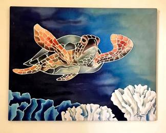 KKS108- Marti Wiese Rounds Batik Turtle Artwork 