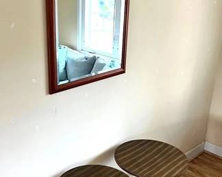 KKS101- Large Wood Mirror W/ Wood End Tables 