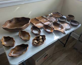 KKS008- Vintage Wooden Hawaiian Dining And Serving Lot 