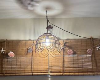 KKS063 - Seashell bamboo window cover + woven light Set 