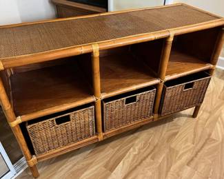KKS102- Vintage Bamboo & Rattan Cabinet/ Shelf 