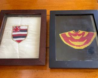 KKS075 - Framed Vintage Embroidered Hawaiian Flag & Chief’s Ali'i Cape