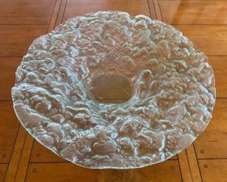 KKS035 - large vintage iridescent Opalescent Art Glass Oyster-shaped Centerpiece 