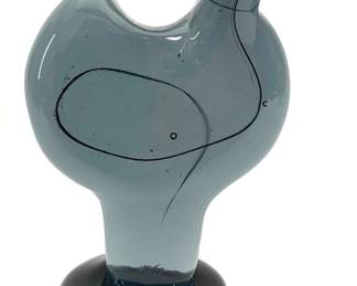 Lot 10	ERIK HOGLUND (Swedish 1932-1998) For Boda Nova, Abstract Figural Sculpture, Smoked Grey Cast Glass on Black Glass Base, Signed, circa 1960s-1970s