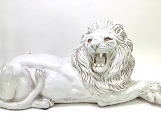 Italian School Washed Glaze Terra Cotta Firenza Lion C 1970