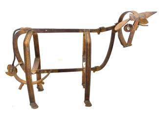 Lot 147	Robert D. Cumpston (1930-2018). Welded and Oxidized Iron Cow Sculpture (c. late 20th century). Welded, Oxidized Iron.