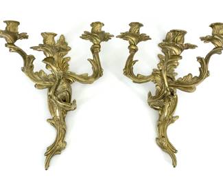 Lot 104	Pair of Louis XV Style Brass Candleabra Sconces by GLO-MAR Artworks, Inc. (1950s).
