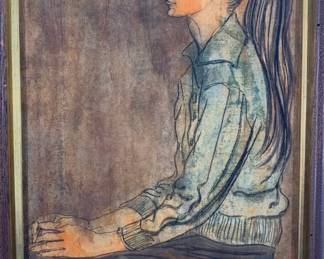 Lot 109	Billy Morrow Jackson (American, 1926-2006). Untitled portrait (20th century). Ink, Gouache, Resin on Paper.