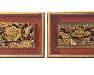 Lot 27	Pair of Chinese Carved and Gilded Decorative Wood Panels (late 19th to early 20th century).