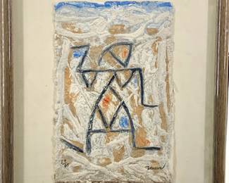 Lot 83	Pierre Marie Brisson (French, b. 1955). Abstract Scene (likely 1980s). Mixed Media Etching on Handmade Paper.