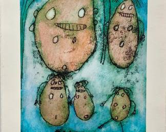 Lot 14	Brian T. Kershisnik with Joe Adams (American). Angels with a Very Small Test (c. 2002). Color Etching on Paper.