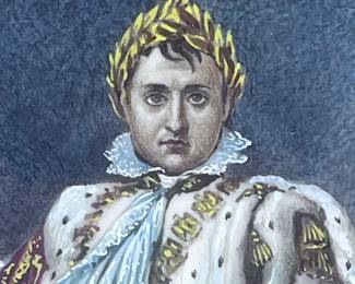 Lot 159	BARON FRANCOIS GERARD (French 1770-1837), Napoleon I in Coronation Robes, hand painted miniature on shaved bone plate, after 1809, in original pierced frame