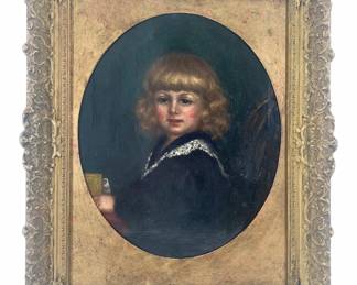 Lot 157	SCHOOL OF SIR JOHN EVERETT MILLAIS (British 1829-1896), Portrait of Mary May, oil on canvas, oval, circa 1870s-1880s, in period gilt wood carved frame