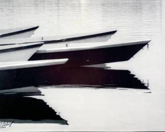 Lot 42	Earl J. Ostroff (American, b. 1939). Old Row Boats (1979). Black and White Photograph on Paper.