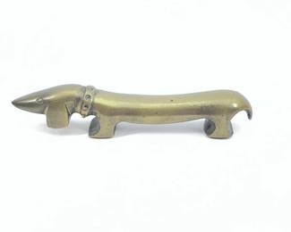 Lot 2	Noodle the Dachshund Bottle Opener by Bosse. (Austria, c. 1950s). Brass.